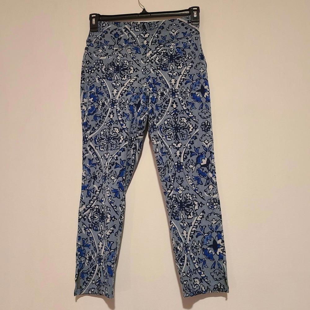 Women's Utopia by Hue Blue Flower Floral Denim Leggings Size Medium M
